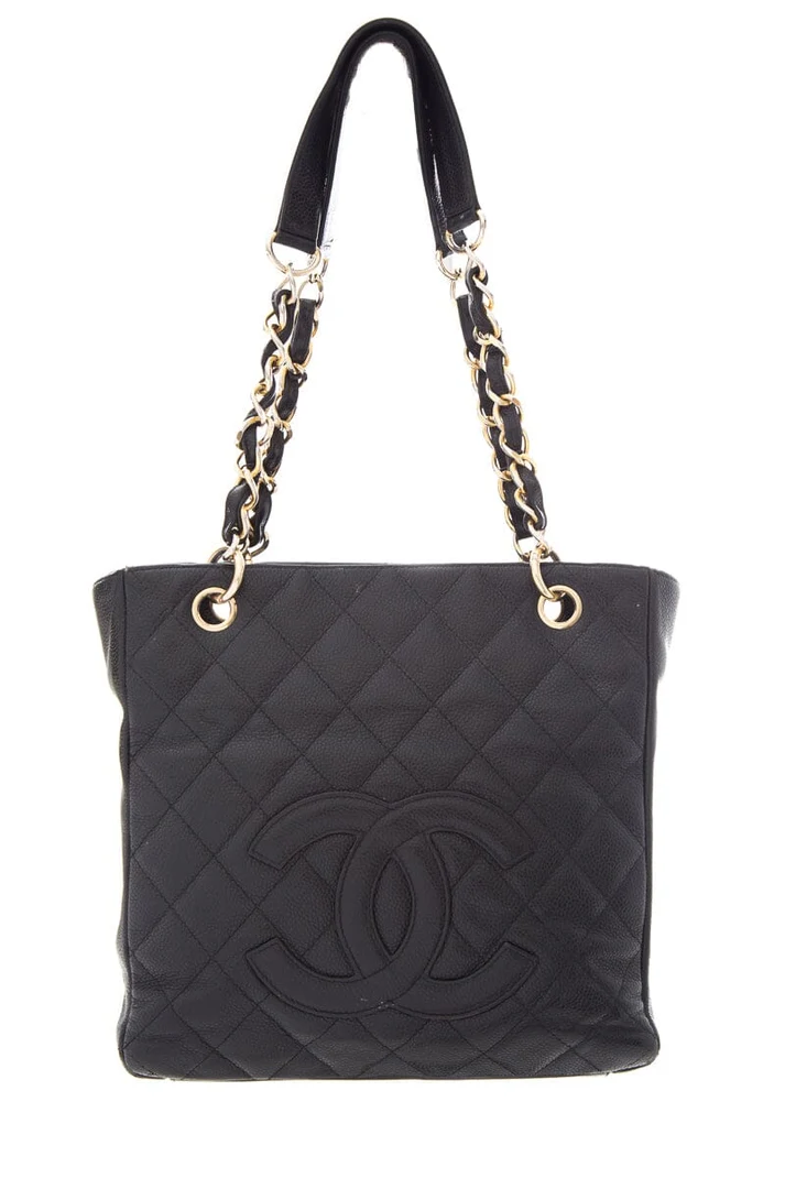 Chanel Vintage Black Caviar Petite Shopping Tote
