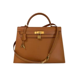 Hermes Kelly Bag 32cm In Gold (Brown) Box Leather With Gold Hardware